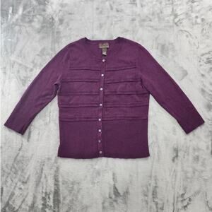 Fenn Wright Manson Sweater Women L Purple Angora Wool Blend Crop Sleeve Cardigan